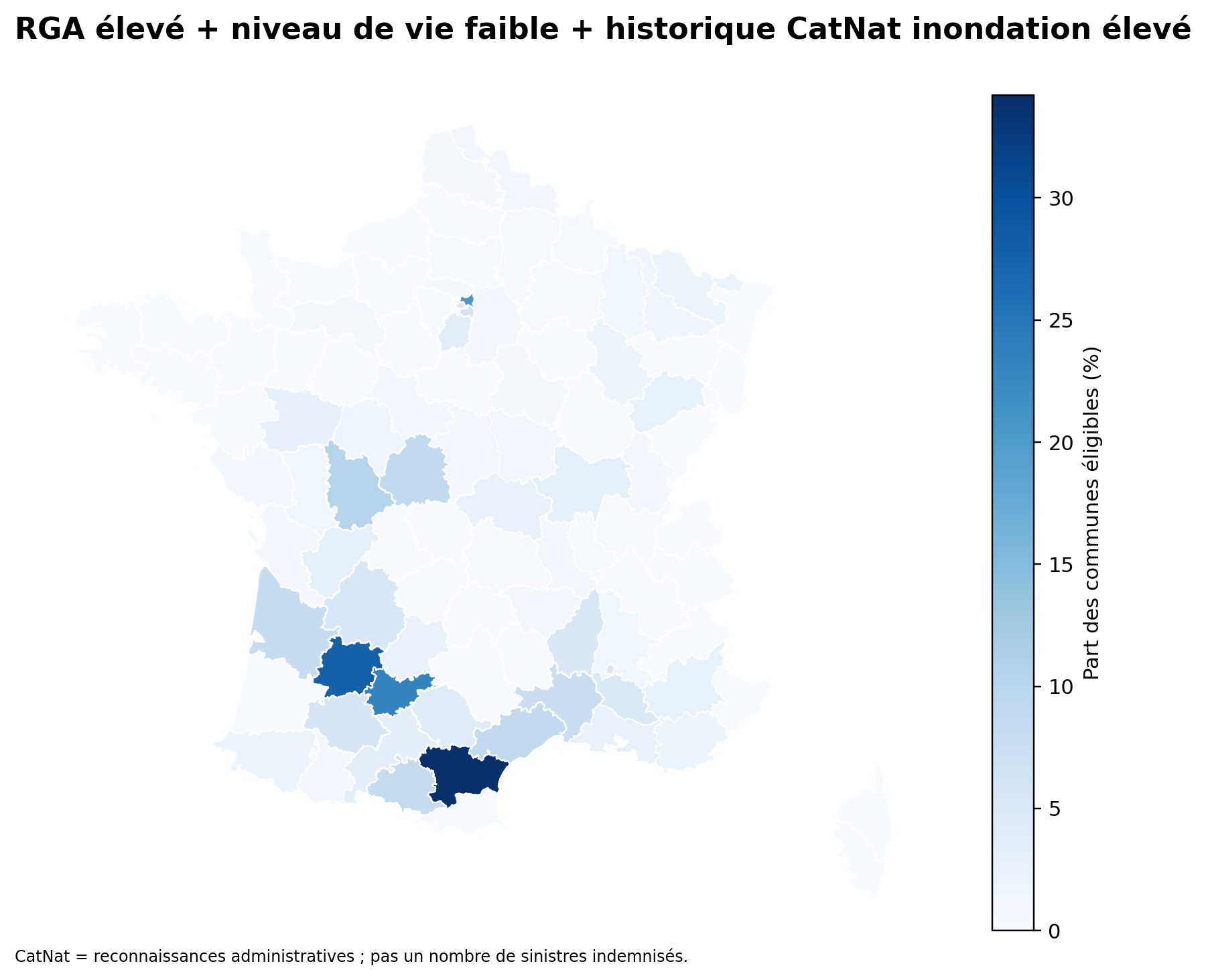 Carte du profil multi-risque RGA, capacité financière et historique CatNat inondation