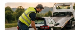 Dépanneur prenant en charge une voiture en panne