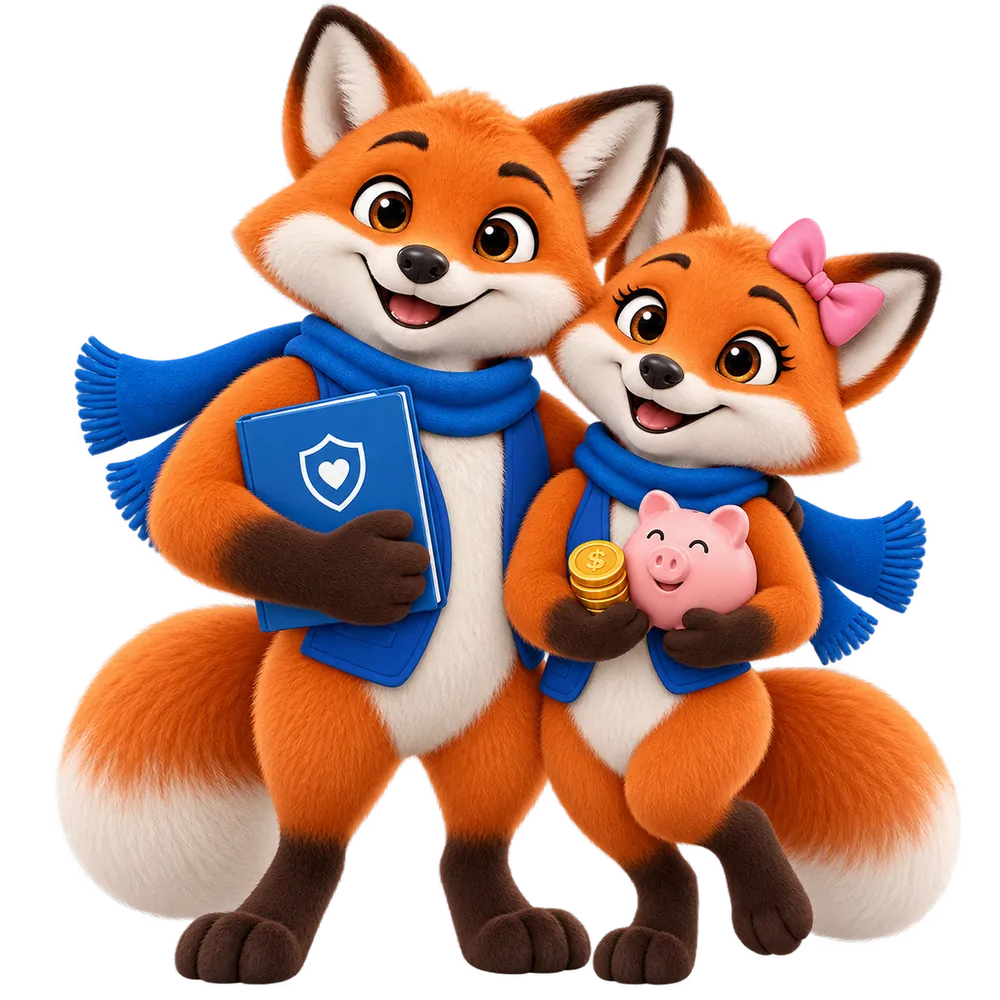 Mascottes JeSwitch avec tirelire et économies mutuelle 2026