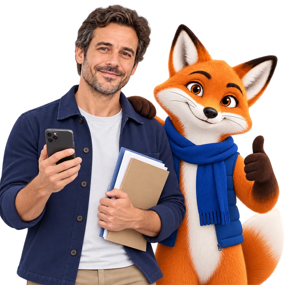 Résiliation de mutuelle en 3 clics depuis un smartphone, avec la mascotte JeSwitch