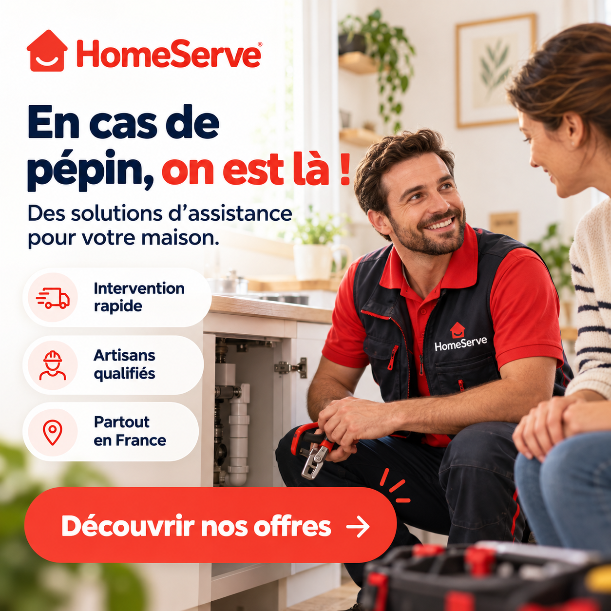 Technicien HomeServe intervenant chez un particulier
