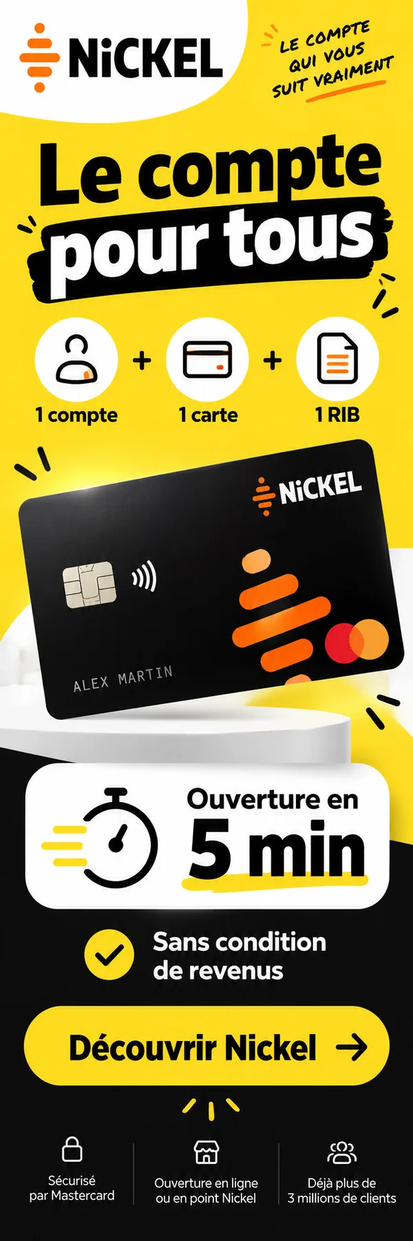 Nickel — Le compte pour tous : 1 compte, 1 carte, 1 RIB